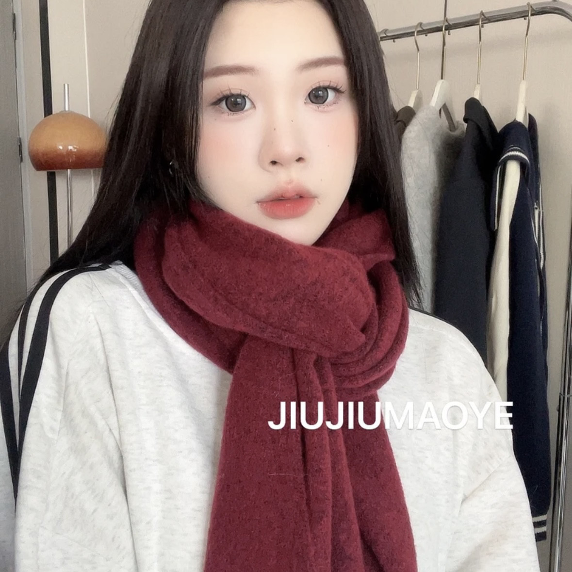 韩版纯色针织毛线网红围巾女秋冬季加厚保暖学生围脖男百搭披肩潮