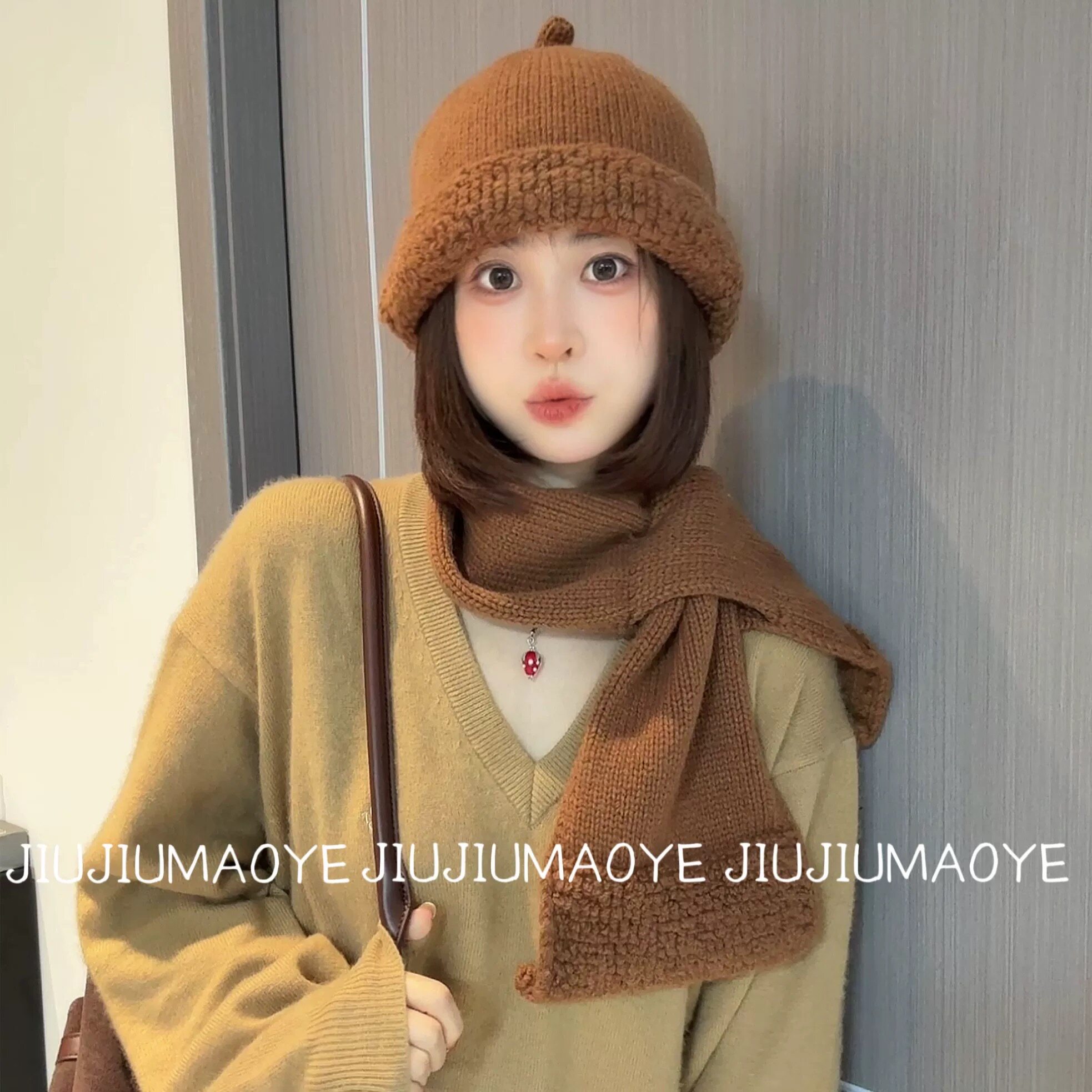 纯羊毛奶嘴包头帽韩版秋冬女士ins休闲网红瓜皮针织帽纯色栗子帽