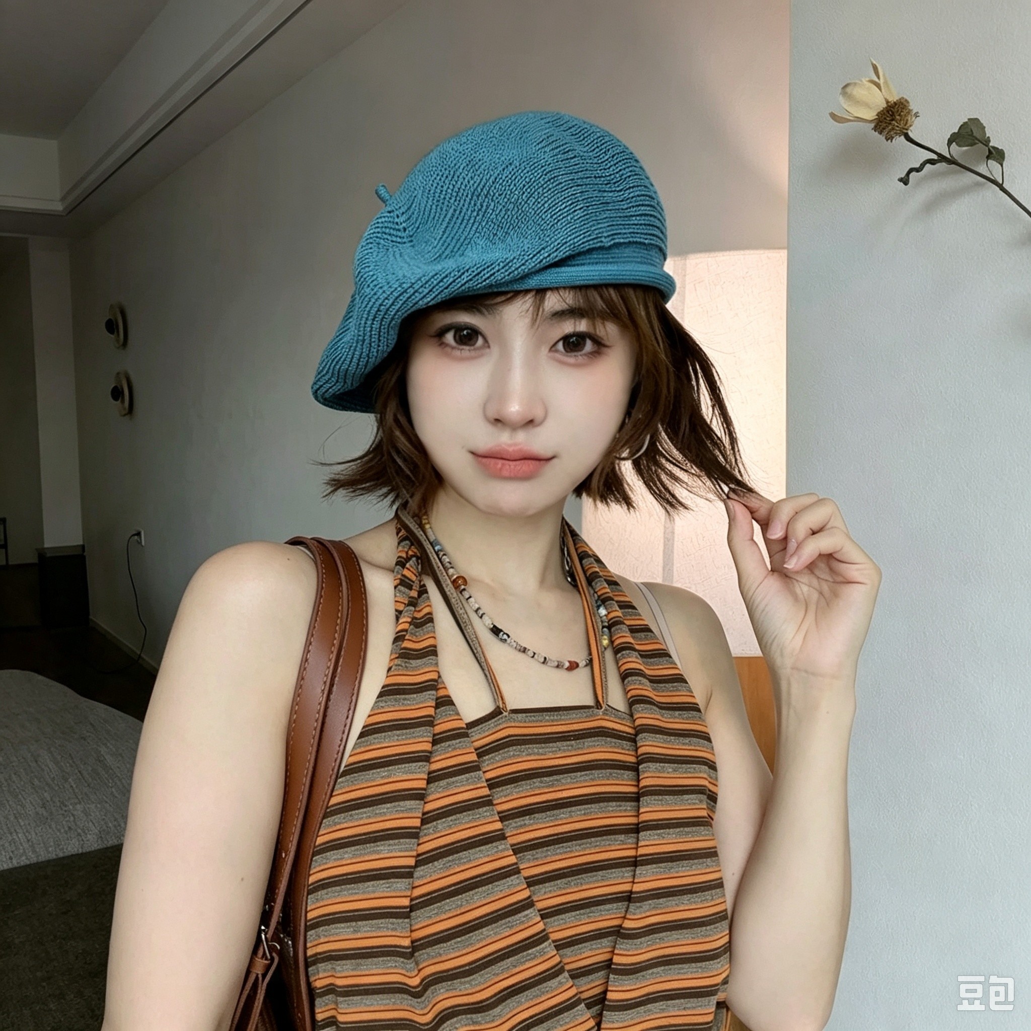 卷边镂空针织贝雷帽新款百搭显脸小春夏透气休闲女款日系韩版小众