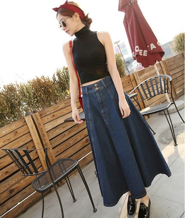 牛仔长裙春季女2019新款韩版a字高腰大码学生百褶大摆半身裙子在类目 女装/女士精品, 半身裙中 - 来自Buy2taobao.com提供专业的淘宝代购服务