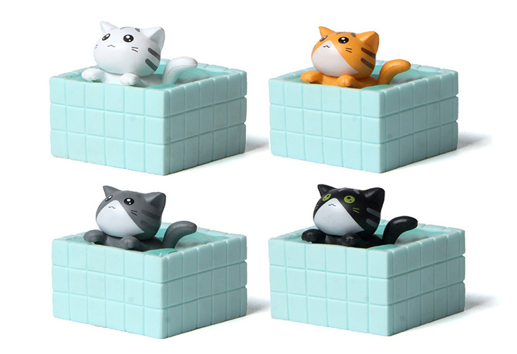 卡通泳池猫塑料情侣猫咪公仔