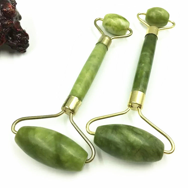 天然岫玉石玛瑙美容器按摩棒滚轮瘦脸玉推脸面部眼部美容按摩保健