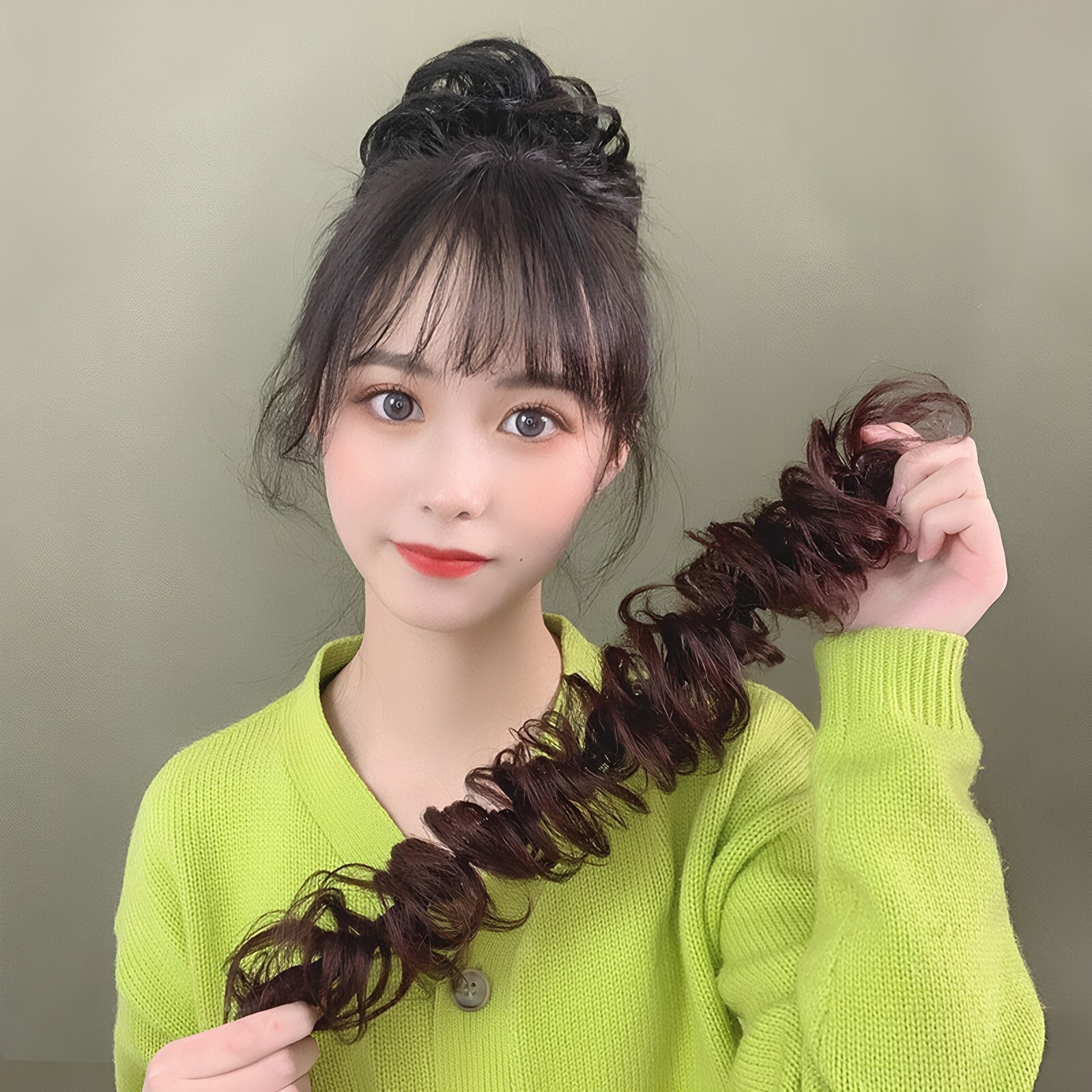 发圈毛毛虫缠绕式盘发仿真假发发条女士妈卷神器发花苞丸子头蓬松