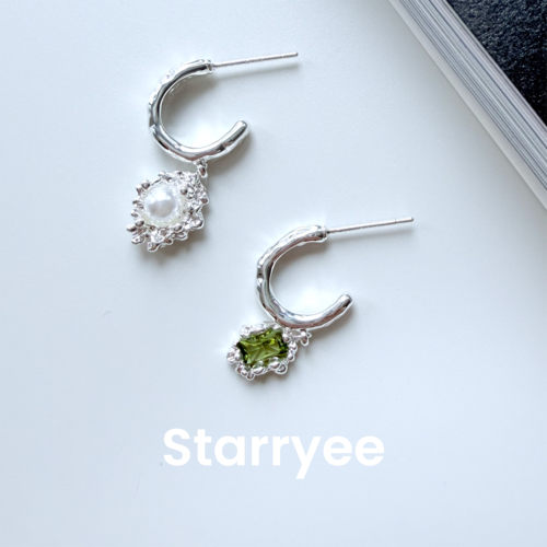 Starryee时尚绿松石珍珠耳钉女