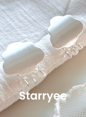 Starryee银针云朵透明雨滴耳钉女