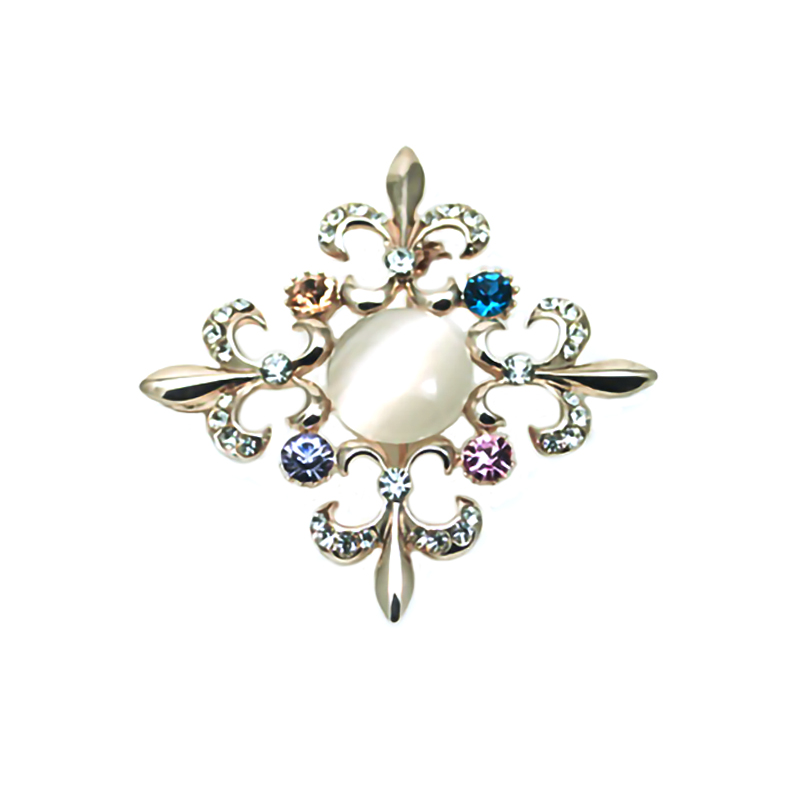 新光饰品欧美巴洛克猫眼石十字水晶胸针高档女胸花西服配饰男复古