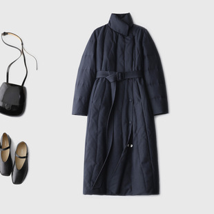 空气层锁温翻领长款羽绒服90白鸭绒气质不撞衫过膝保暖显瘦不压身