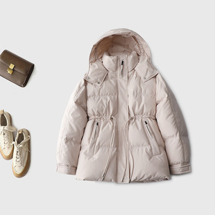御寒刚需新国标90白鹅绒连帽收腰款羽绒服俏皮可爱加厚冬季外套女