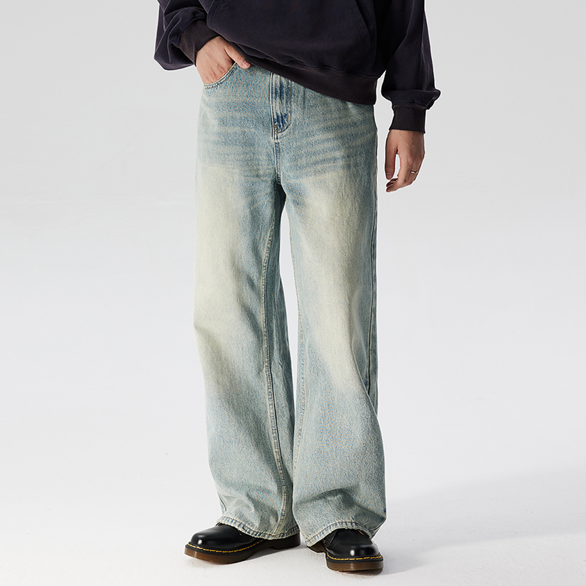 Botanica美式复古浅蓝色阔腿牛仔裤男宽松欧美vibe风vintage裤子