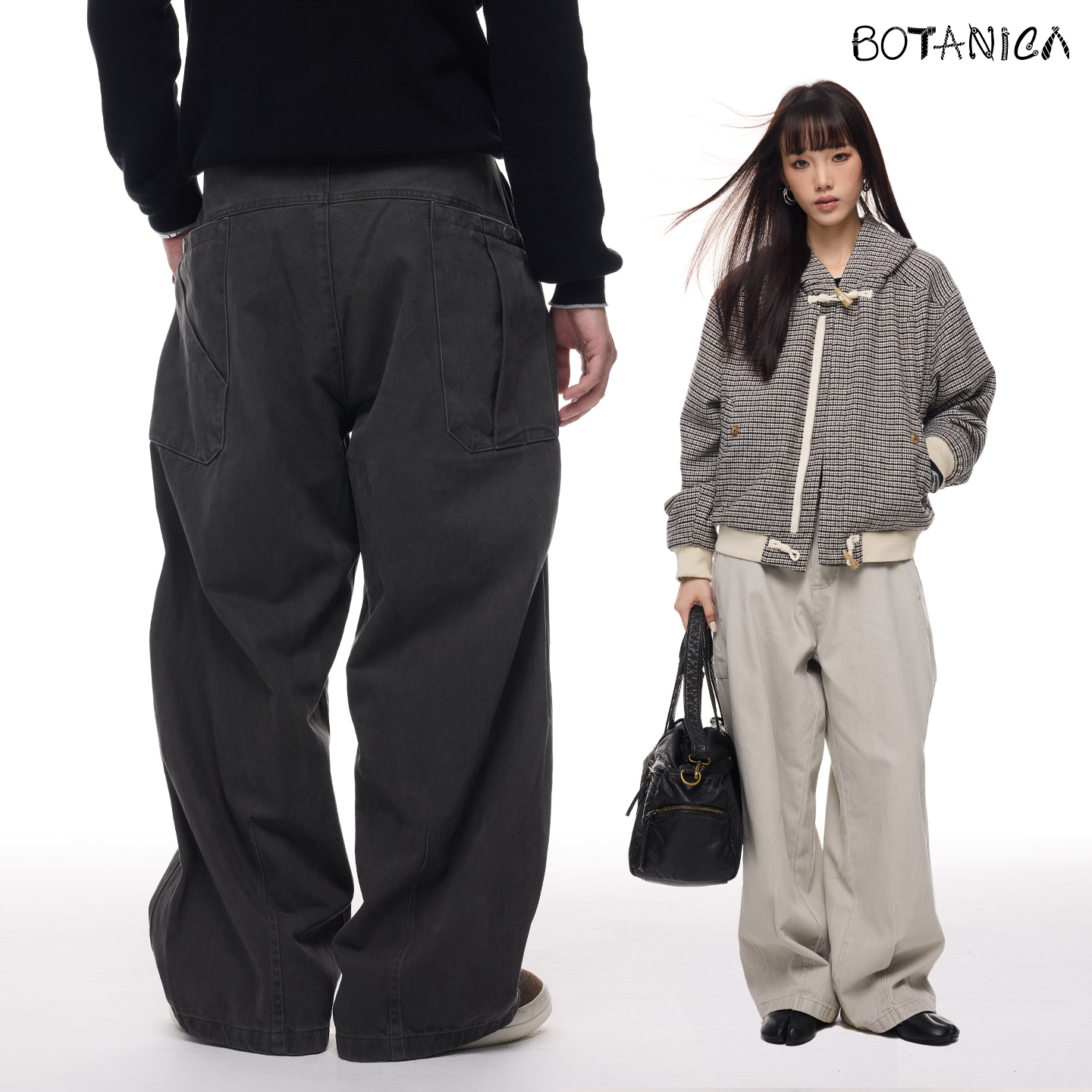 Botanica美式复古cleanfit老钱风休闲裤折痕设计感宽松直筒长裤