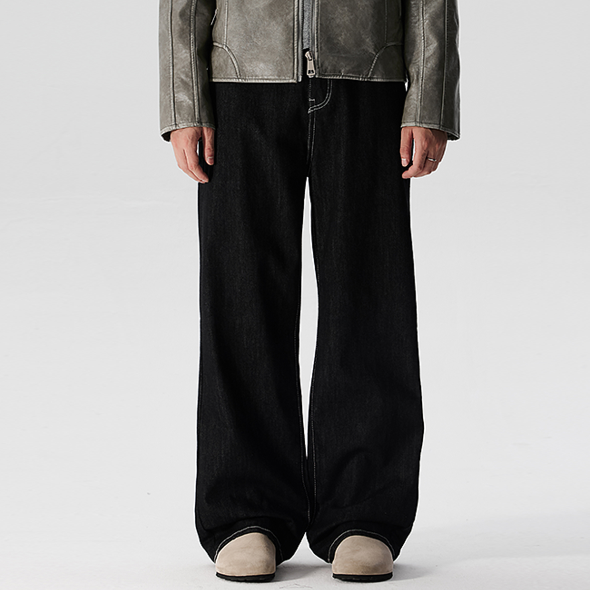 Botanica原牛美式复古Cleanfit黑色直筒牛仔裤修身潮Vintage裤子