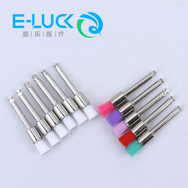 牙科抛光刷平刷低速弯机头用清洁牙齿耗材彩色白色100/盒包邮