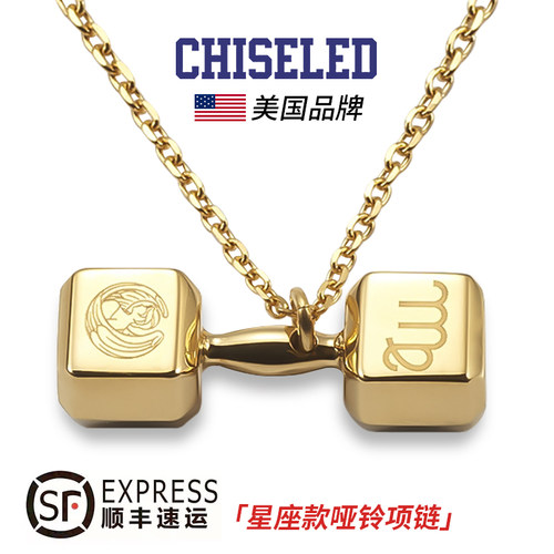 十二星座chiseled吊坠哑铃项链