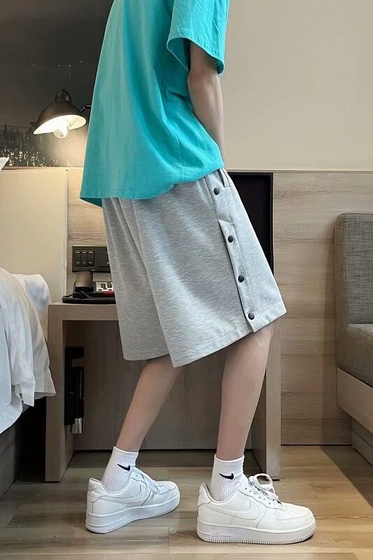 运动裤子夏季潮流休闲五分裤潮牌ins宽松港风排扣短裤男C,男装休闲裤,星座1703A