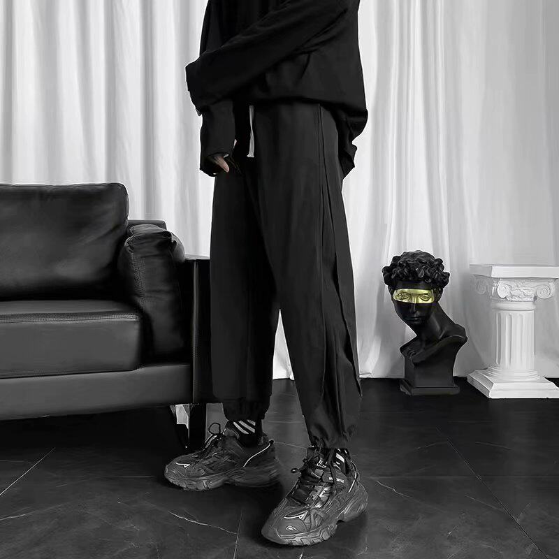 秋季假两件设计感痞帅工装裤ins潮流宽松抽绳束脚九分裤G223-P30，男装休闲裤，星座1703A