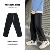 春夏男装潮牌水洗宽松直筒牛仔裤ins复古九分休闲裤子男A226-P33，男装牛仔裤，星座1703A