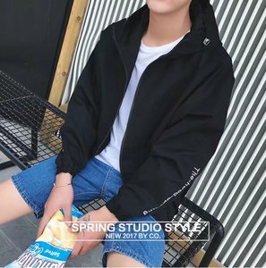 19春夏季港风笑脸刺绣潮夹克情侣薄款透气防晒衣日系大码外套F88图片
