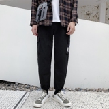 20秋季九分休闲工装裤ins港风宽松直筒松紧束脚裤子CK913-P25，男装休闲裤，星座1703A