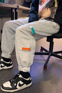 春秋款潮男宽松潮流百搭魔术贴束脚休闲卫裤运动九分裤