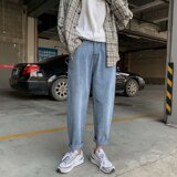 N08-P282020主推四季~经典纯色休闲牛仔裤子潮男宽松直筒长裤，男装牛仔裤，星座1703A