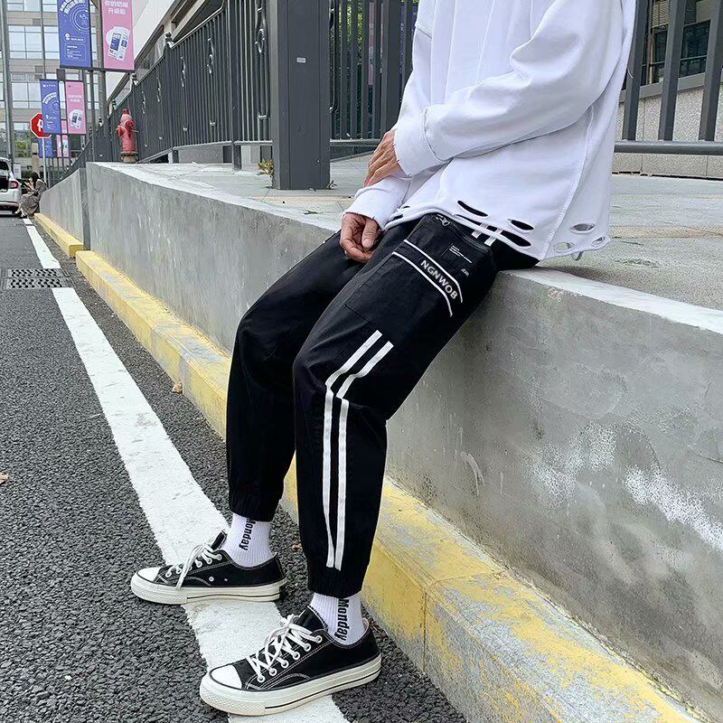 炸街痞帅休闲裤男2021年新款潮hiphop高街裤子休闲九分裤D49-P35，男装休闲裤，星座1703A