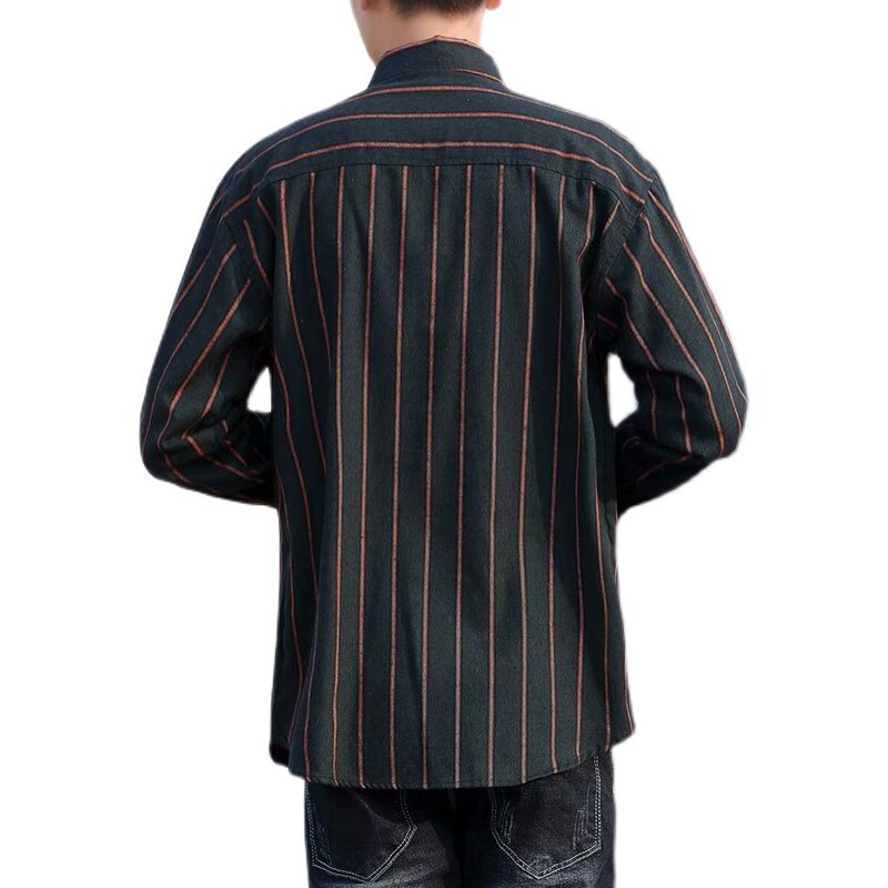 港风复古条纹衬衫男2021新款休闲秋季潮流衬衣上衣W1296-P28,男装衬衫,星座1703A