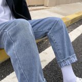 21秋季ins港风楼梯文艺常规流行牛仔裤男九分牛仔裤男854，男装牛仔裤，星座1703A