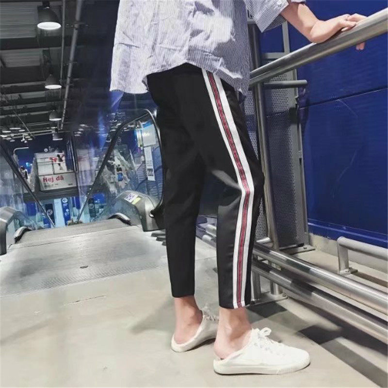 春秋休闲裤男九分港仔文艺高质彩条织带裤直筒小脚1703A-K60-P15,男装休闲裤,星座1703A
