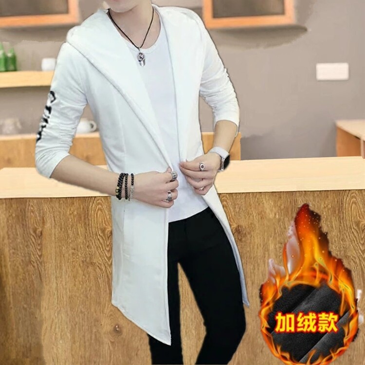 中长款加绒加厚风衣外套无扣长袖连帽开衫日系潮牌卫衣FY01-P20,男装夹克,星座1703A