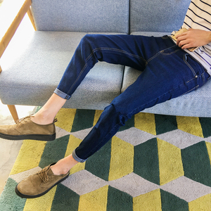 特价跑量款港风男士修身小脚裤牛仔裤男纯蓝色牛仔九分裤K01-P16图片