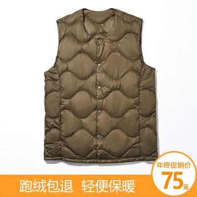 羽绒马甲无领轻薄羽绒服男内胆背心加肥加大码内外穿中老年爸爸装
