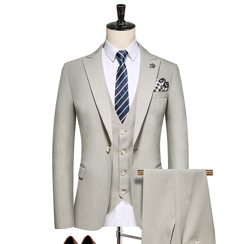 秋西服套装修身礼服商务休闲男西装三件套浅绿A52-P280，男装西服套装，电商D326B（原电商D310-1）