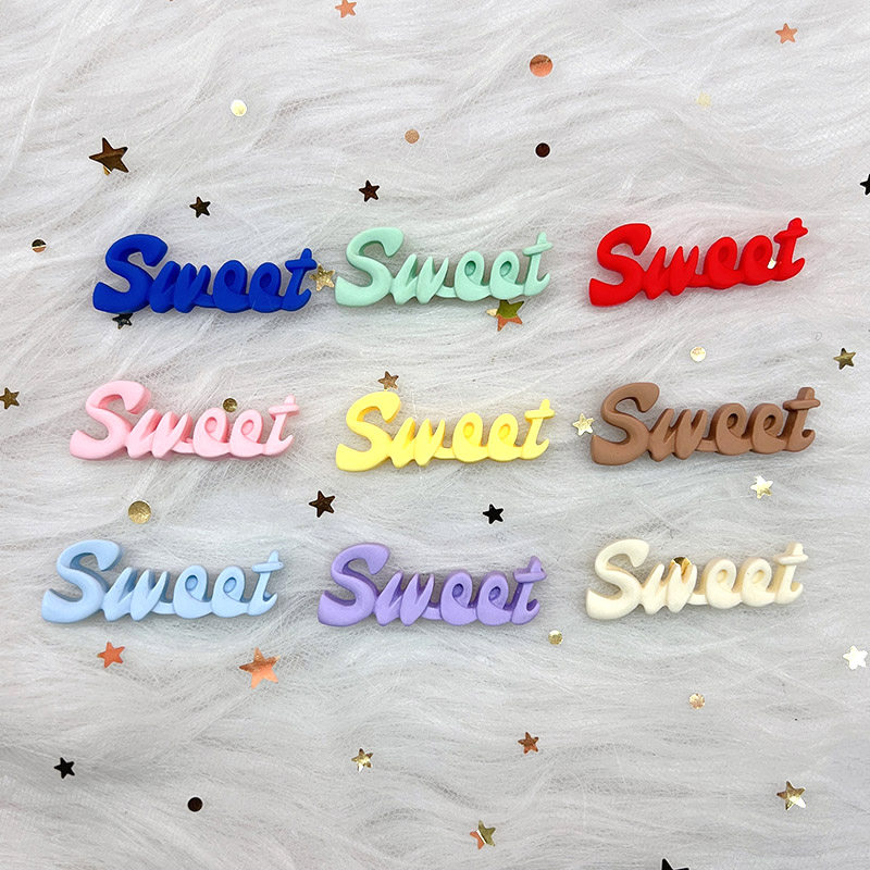 春天马卡龙浅色系英文字母sweet树脂手机壳贴片diy饰品配件