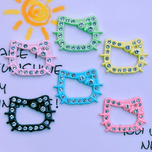 可爱点钻镂空大脸蝴蝶结猫咪鞋 发夹配饰塑料配件 扣吊饰DIY服装