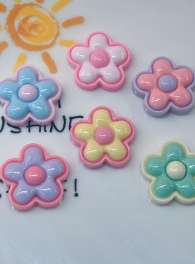 亮面双层彩色双色五瓣花发夹发绳