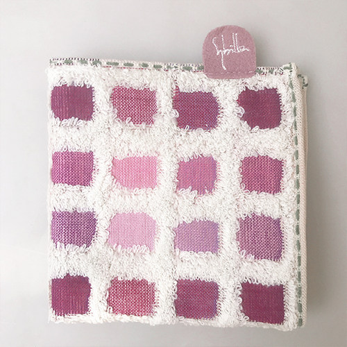 日单sybilla纯棉无捻纱格子立体提花淑女方巾儿童手帕收藏