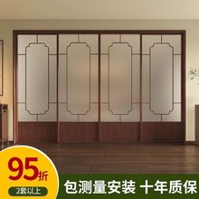 宋氏美学胡桃木拉门铝合金中式复古厨房三联动阳台玻璃吊轨推拉门