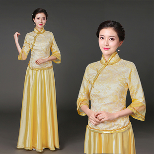 舞蹈服装演出服女长裙中国风伴娘服古筝古典舞民族舞蹈戏曲演出服