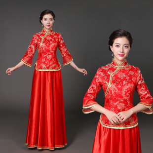 中国风演出服春新款 广场舞演出服女 古典舞蹈古筝合唱团民国风古装