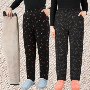 驼绒裤 老人棉裤 宽松大码 奶奶装 女中老年冬加绒加厚高腰弹力保暖裤