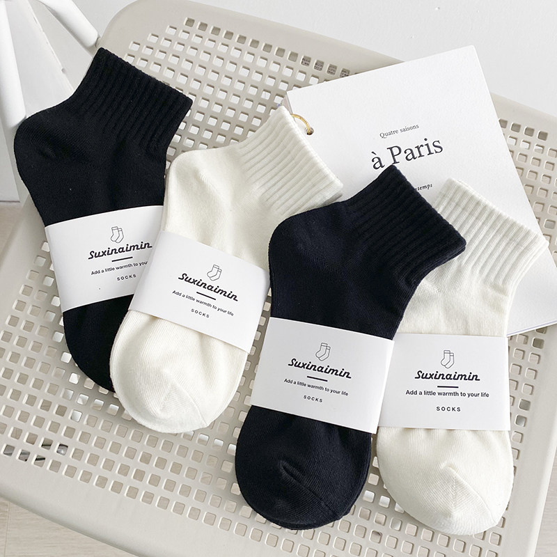 吸湿透气女精梳棉短筒袜