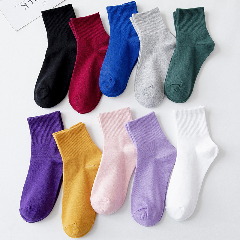 ins潮四季黑白色短袜女全风日系