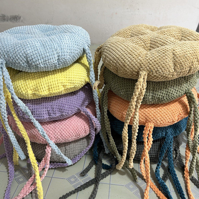 绒小菠萝加厚圆形凳子坐垫 高脚椅 塑料椅 冬季小圆椅绑带屁垫,居家布艺,椅垫,淘宝优惠券,粉丝福利购,淘宝优惠卷