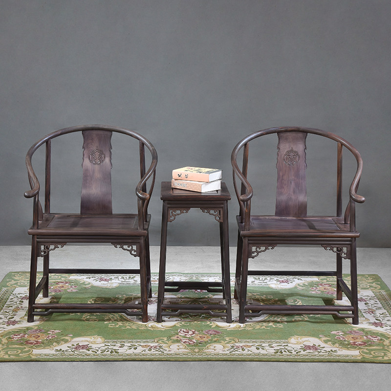 红木圈椅中式王世襄款实木老挝大红酸枝交趾黄檀三件套围椅扶手椅
