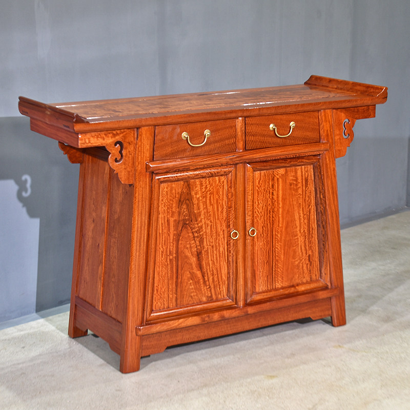 缅甸花梨木包公柜中式实木玄关台大果紫檀玄关柜红木供台原木神台