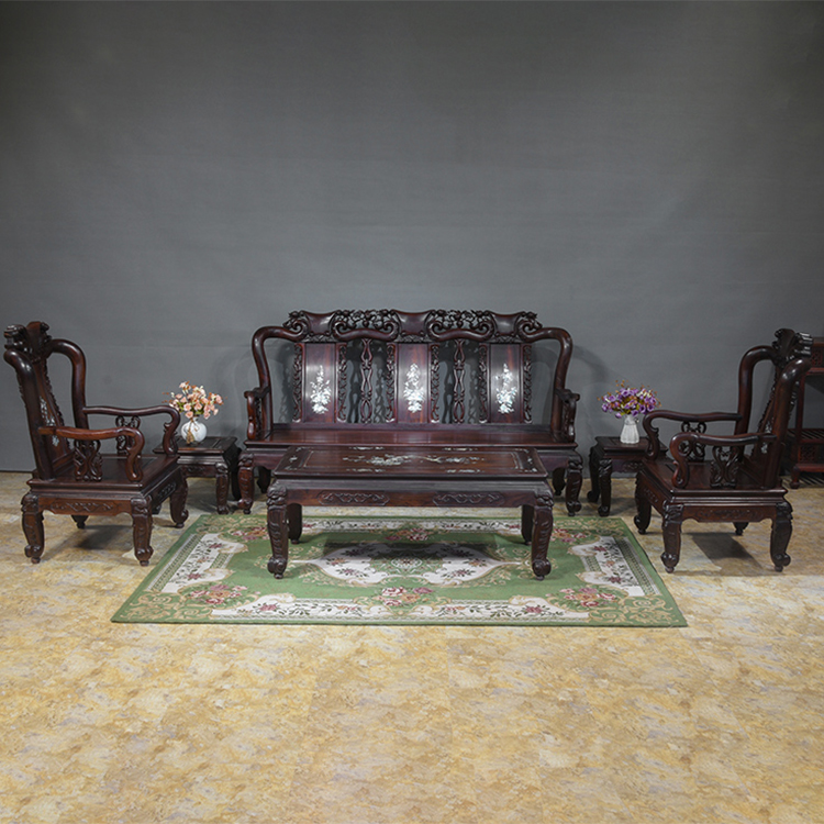 大红酸枝红木沙发交趾黄檀中式