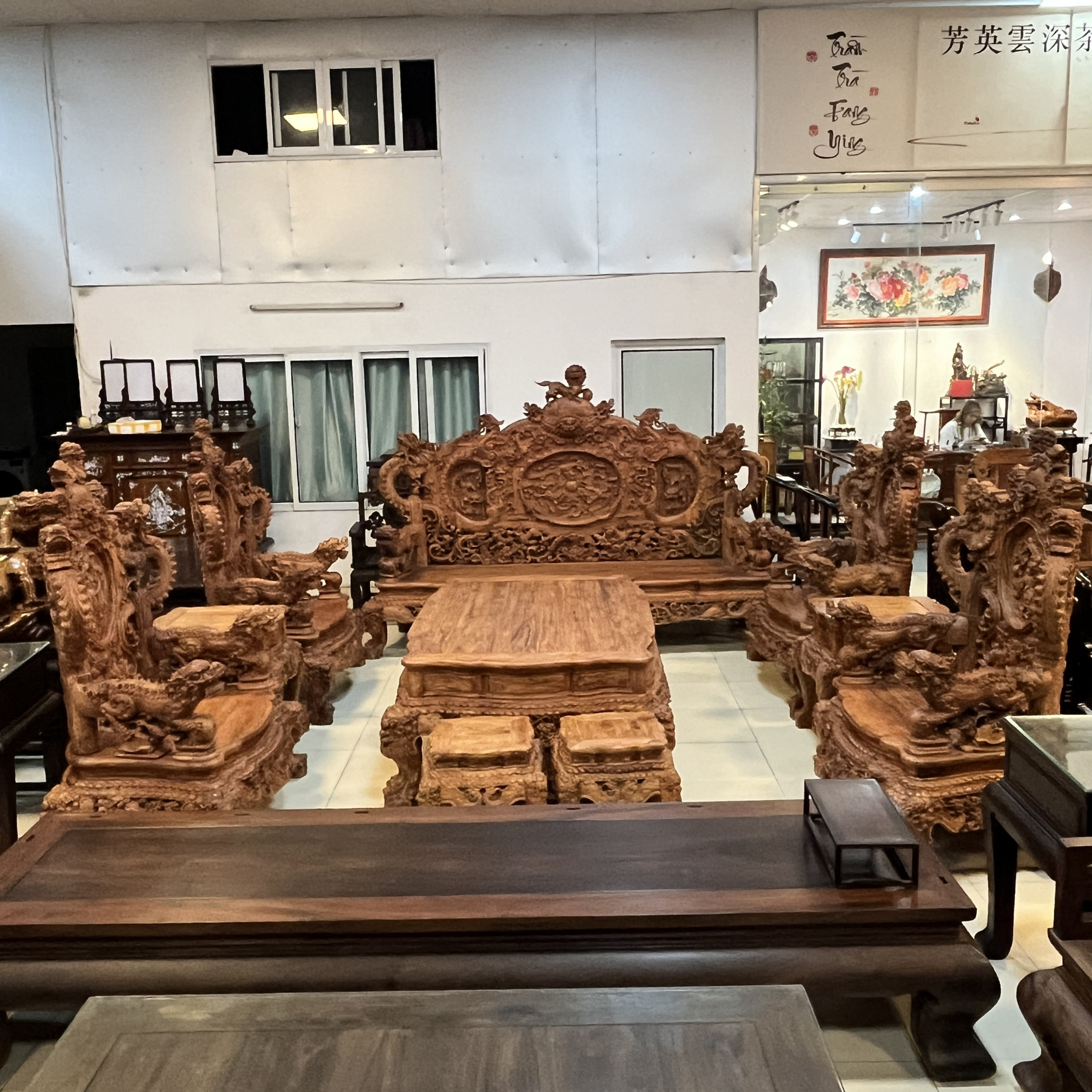 越南黄花梨宝鼎沙发12件红木手工雕龙客厅沙发椅降香黄套九龙宝座