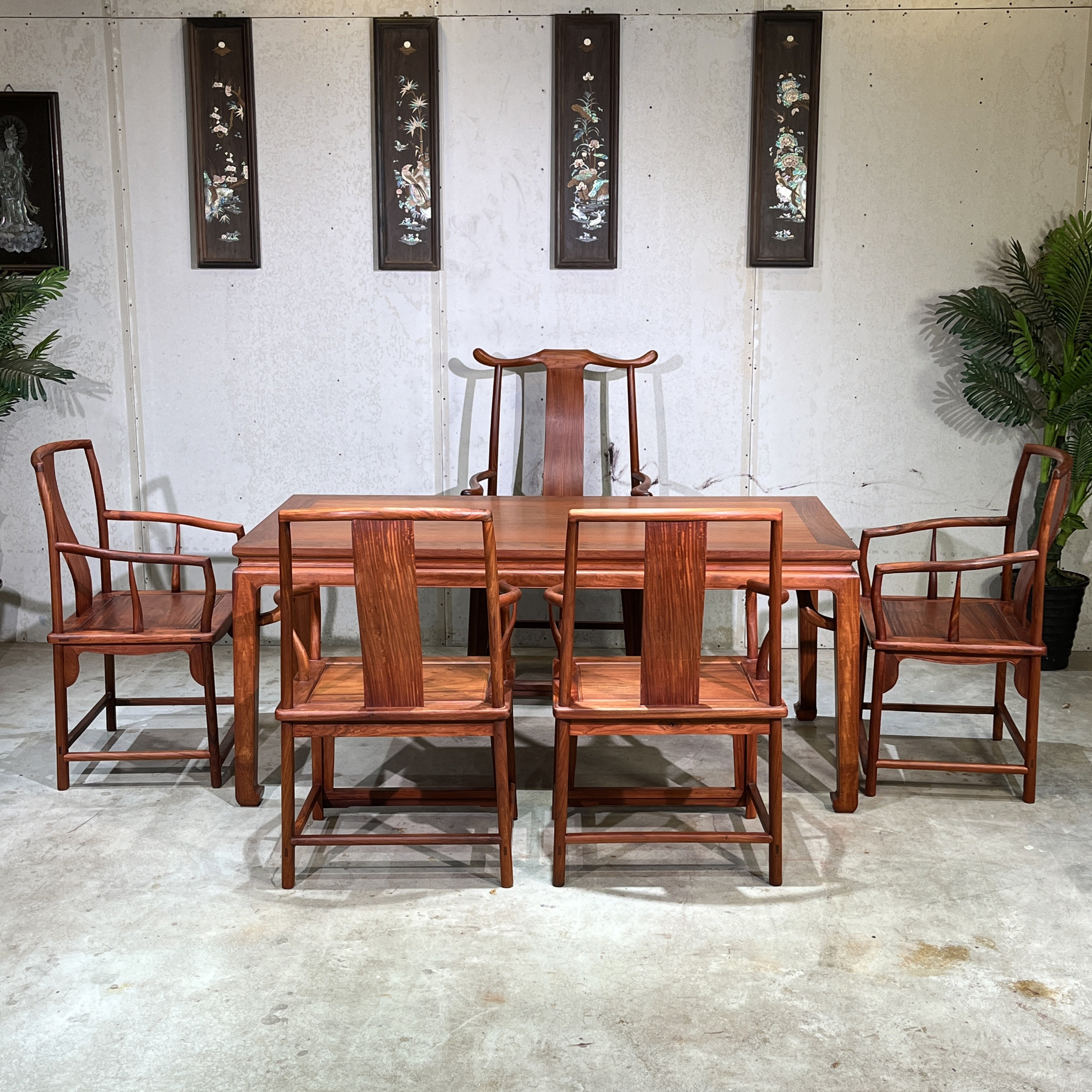 缅甸花梨中式红木茶台长方形实木茶桌椅组合家具大果紫檀茶桌家用