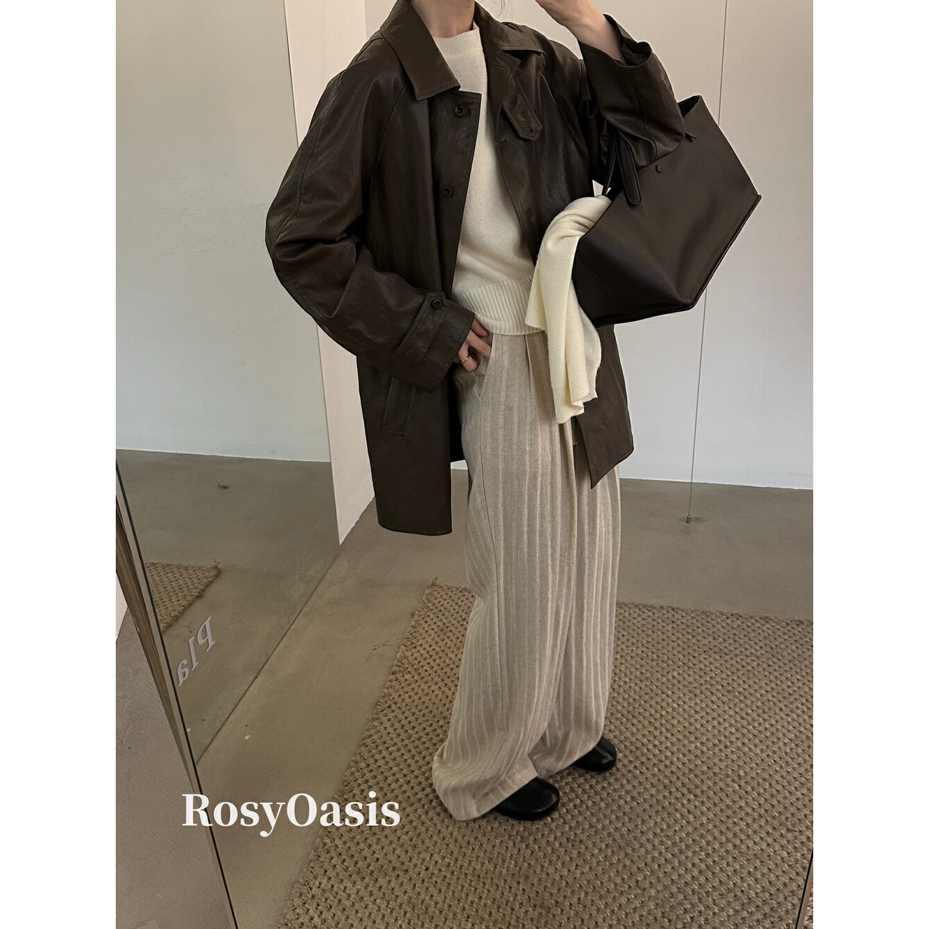【大开家】春上新!【Rosy Oasis】韩版可立领慵懒感十足软皮皮衣