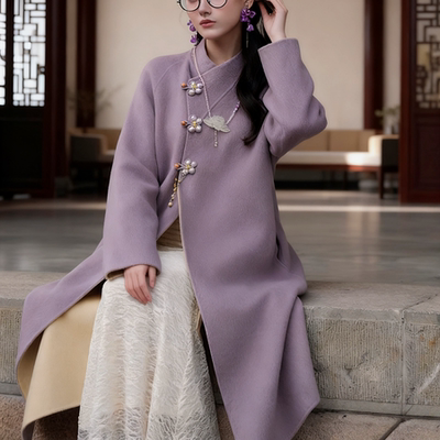 手工坊双色双面穿羊毛双面呢大衣